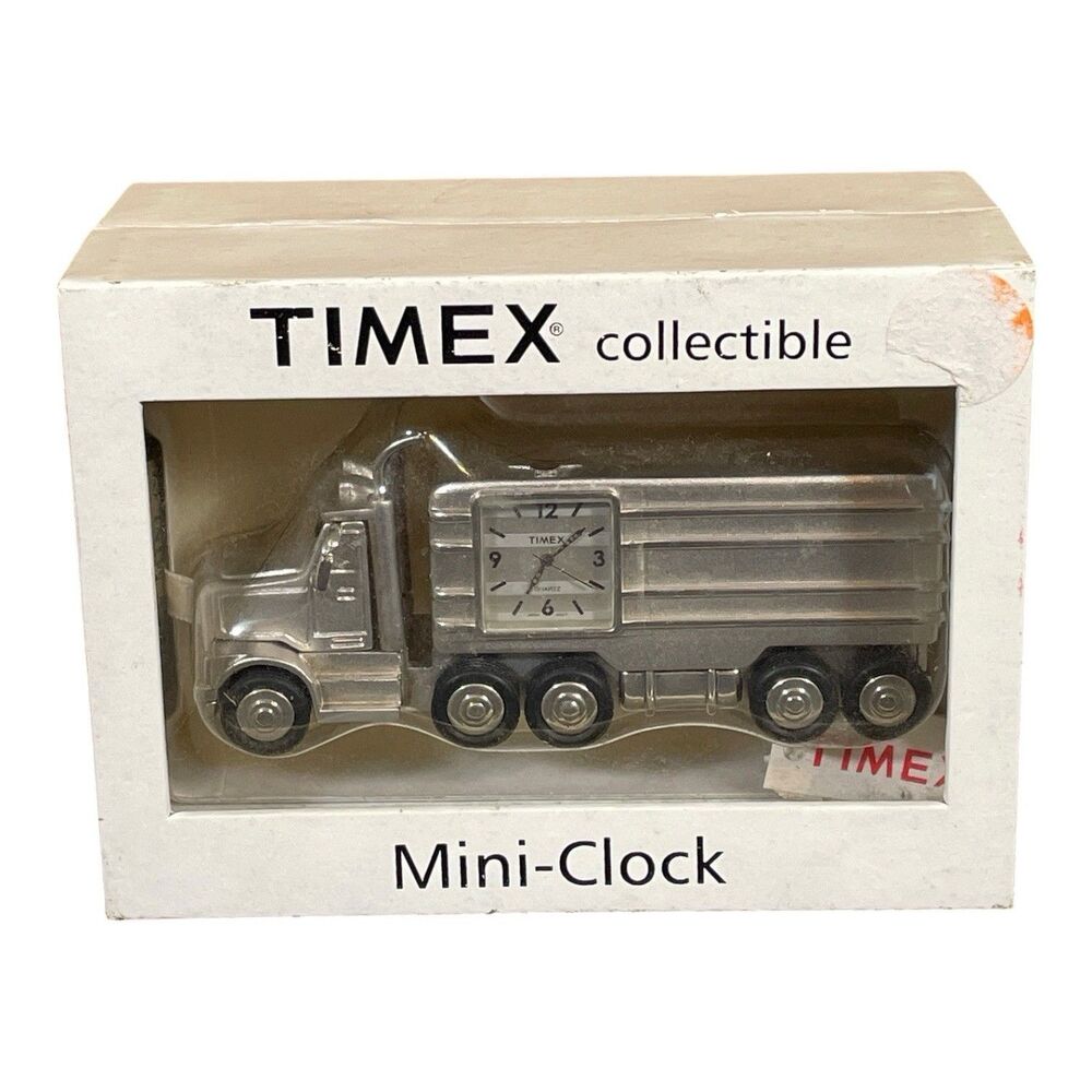 TIMEX Collectible Mini-Clock Silver Semi Truck Quartz Clock NEW